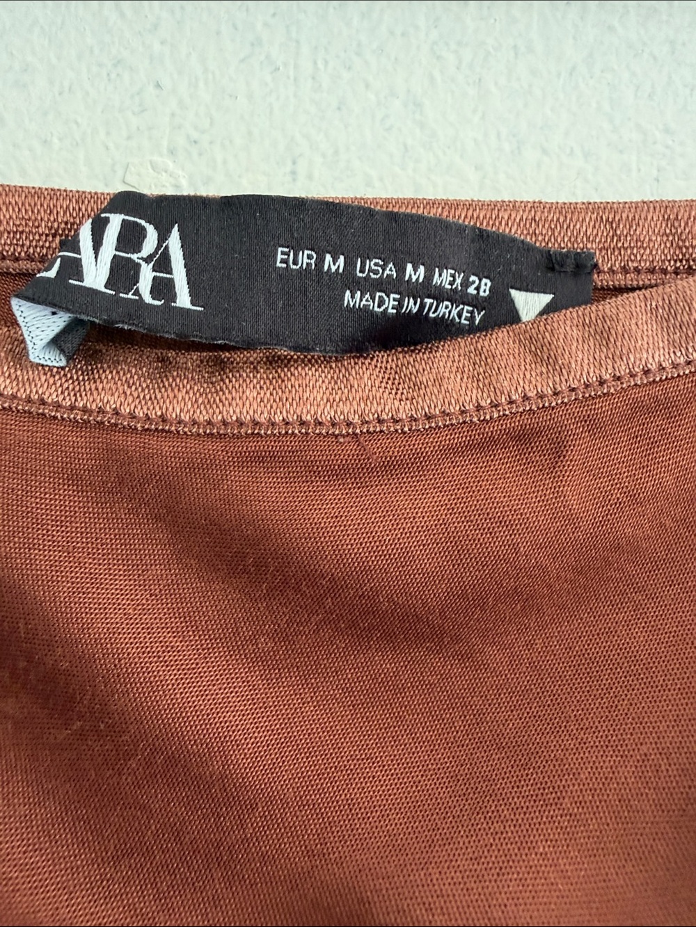 Zara Rust-Brown Satin Slip Skirt - Picture 3 of 4